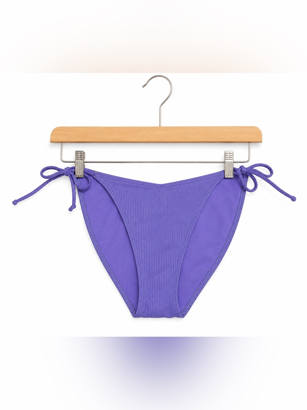 Hollister Womens Bikini Bottoms Sz M Lavender Ties on Sides Ribbed